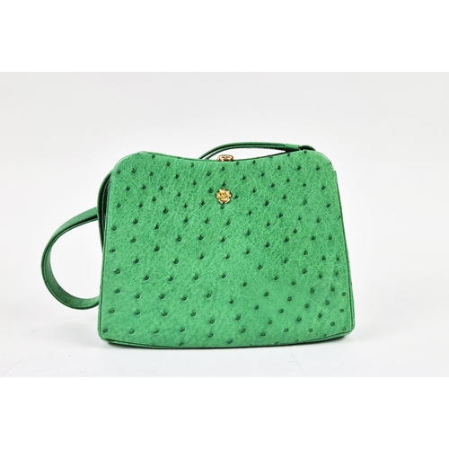 24 - AVRIL & MORIO PARIS VINTAGE BAGS, four, a green color ostrich and leather, with single top handle 23... 