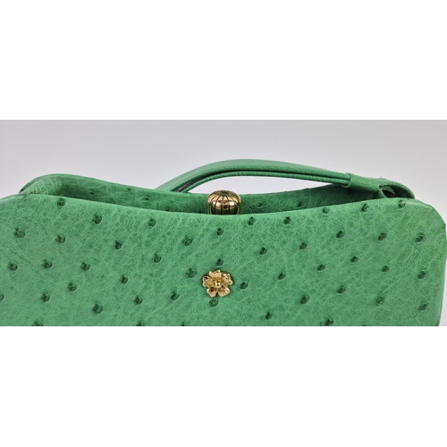 24 - AVRIL & MORIO PARIS VINTAGE BAGS, four, a green color ostrich and leather, with single top handle 23... 