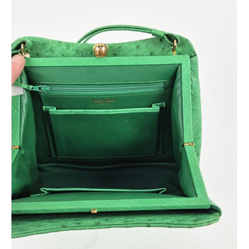 24 - AVRIL & MORIO PARIS VINTAGE BAGS, four, a green color ostrich and leather, with single top handle 23... 