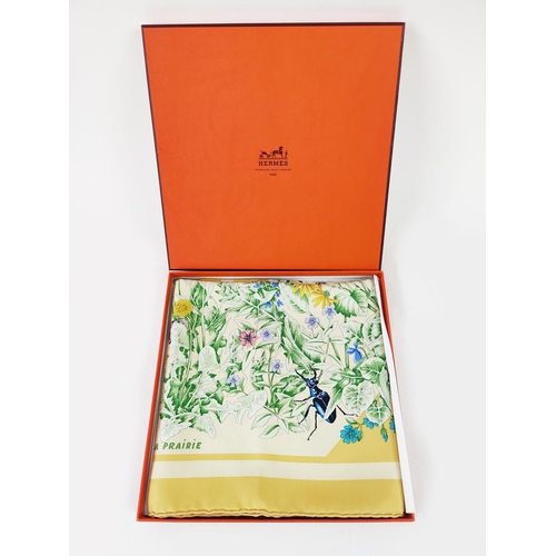 29 - HERMÈS SCARF 'LA PRAIRIE', by Antoine de Jacquelot first issued in 1994, wildflowers and insects des... 