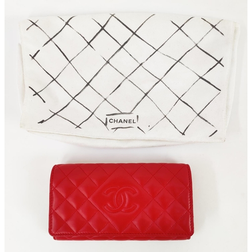 30 - CHANEL WALLET, front flap closure with embossed iconic logo, one zippered compartment and card slots... 