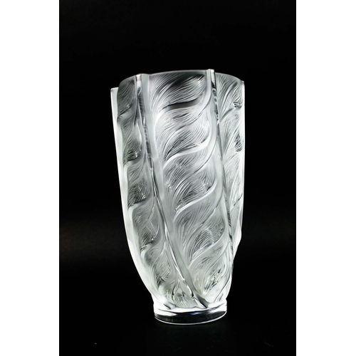 45 - A LALIQUE 'VASE LISERON', designed by Marie-Claude Lalique, frosted glass, 24cm H, signed to base, c... 