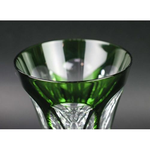 46 - A BACCARAT HARCOURT, set of six goblets, green stemmed glass bowls, 18cm H, complete with box.