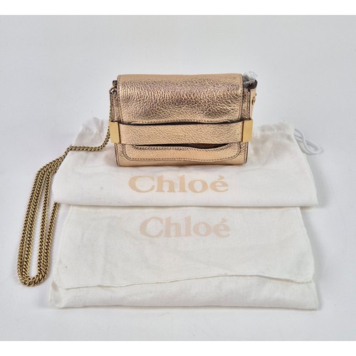 5A - CHLOE MINI BAG, metallic leather with gold tone hardware and chain crossbody/shoulder strap, with co... 