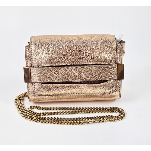 5A - CHLOE MINI BAG, metallic leather with gold tone hardware and chain crossbody/shoulder strap, with co... 