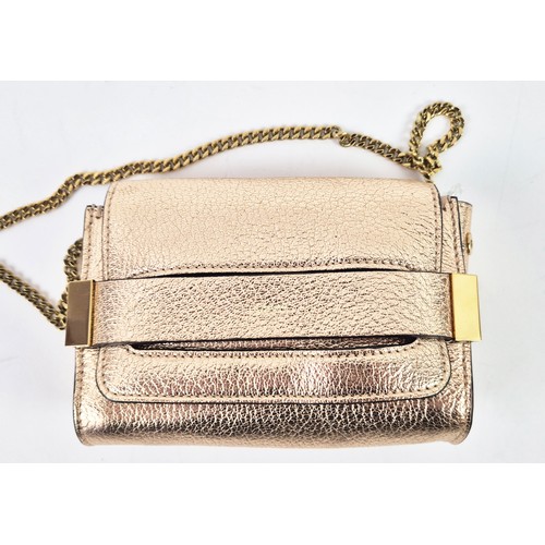 5A - CHLOE MINI BAG, metallic leather with gold tone hardware and chain crossbody/shoulder strap, with co... 