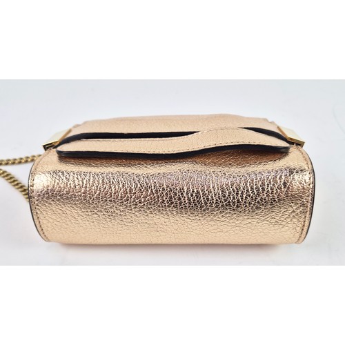 5A - CHLOE MINI BAG, metallic leather with gold tone hardware and chain crossbody/shoulder strap, with co... 