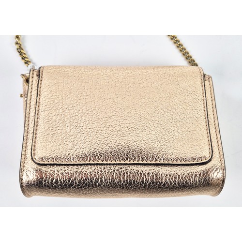 5A - CHLOE MINI BAG, metallic leather with gold tone hardware and chain crossbody/shoulder strap, with co... 