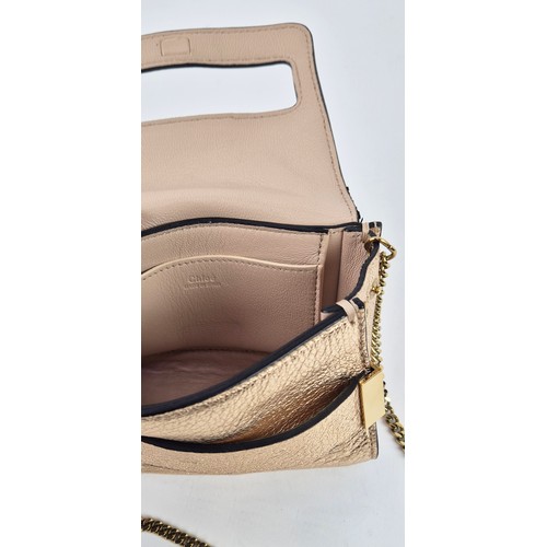 5A - CHLOE MINI BAG, metallic leather with gold tone hardware and chain crossbody/shoulder strap, with co... 