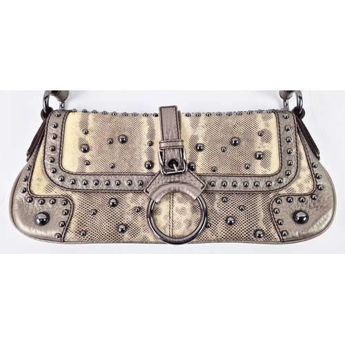 10A - DOLCE AND GABBANA SHOULDER BAG, lizard skin with flap snap closure, front buckle and decorative stud... 