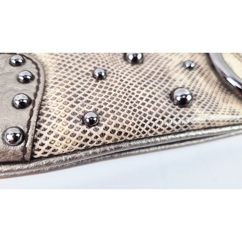 10A - DOLCE AND GABBANA SHOULDER BAG, lizard skin with flap snap closure, front buckle and decorative stud... 