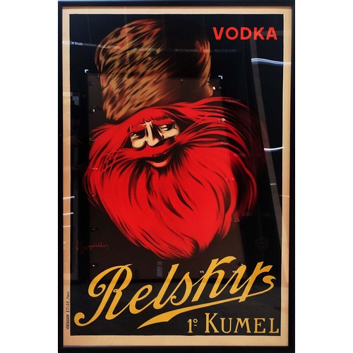 101 - RELSKYS VODKA ORIGINAL ADVERTISING POSTER, designed by Leonetto Cappiello, 123cm x 85cm, framed.