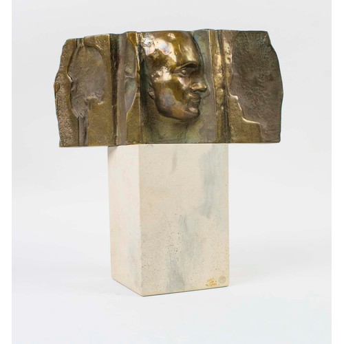 73 - RENÉ BERTHET (French b. 1941), 'Face', bronze, signed Berthet, 36cm H.