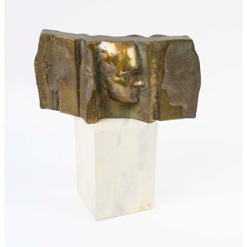 73 - RENÉ BERTHET (French b. 1941), 'Face', bronze, signed Berthet, 36cm H.