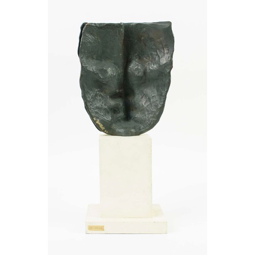 72 - RENÉ BERTHET (French b.1941), 'Triptych Faces', bronze, signed 'Berthet 96 and numbered 1/1, 27cm H.