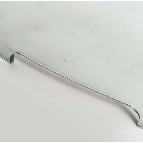 469 - FENDER BY CURVET, tempered curved glass with pierced handle, 96cm x 24cm x 56cm H.