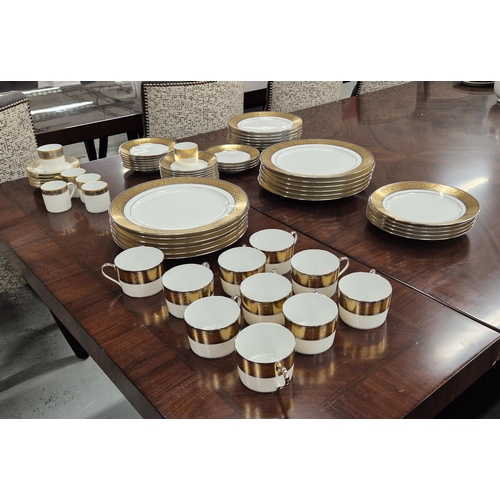 57 - FABERGE LIMOGES PART DINNER SERVICE 'GRAND PALAIS', comprising 12 dinner plates, 12 salad plates, 11... 