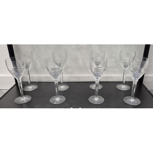 42 - JASPER CONRAN FOR STUART, DRINKING GLASSES, comprising eleven Champagne flutes, 26cm H, twelve white... 