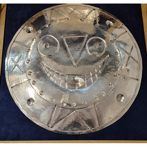 68 - PABLO PICASSO, 'Horloge a la langue', 1956, repoussé silver, 42cm diam, stamped verso. (Subject to A... 