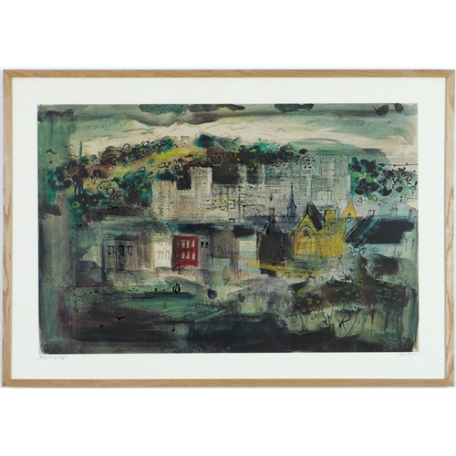 JOHN PIPER, Caernarfon Castle II, hand signed screenprint 1971, 75cm x 49cm. (Subject to ARR - see Buyers Conditions)