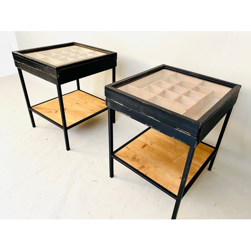 363 - DISPLAY TABLES, a pair, glazed tops, 50cm x 50cm x 50cm. (2)