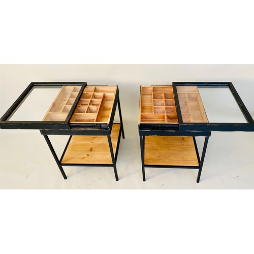 363 - DISPLAY TABLES, a pair, glazed tops, 50cm x 50cm x 50cm. (2)