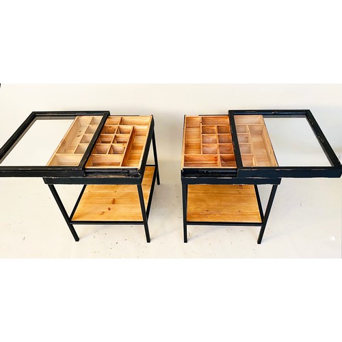 363 - DISPLAY TABLES, a pair, glazed tops, 50cm x 50cm x 50cm. (2)