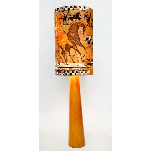 463 - LAMP, 1960's teak tapered floor lamp with Tibor Reich fabric shade, 124cm H.