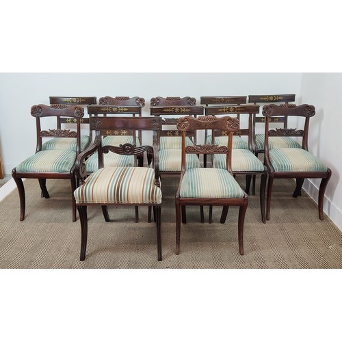 190 - DINING CHAIRS, a Harlequin set of twelve, 19th century and 19th century style including one armchair... 