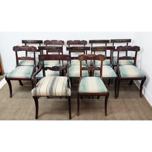 190 - DINING CHAIRS, a Harlequin set of twelve, 19th century and 19th century style including one armchair... 