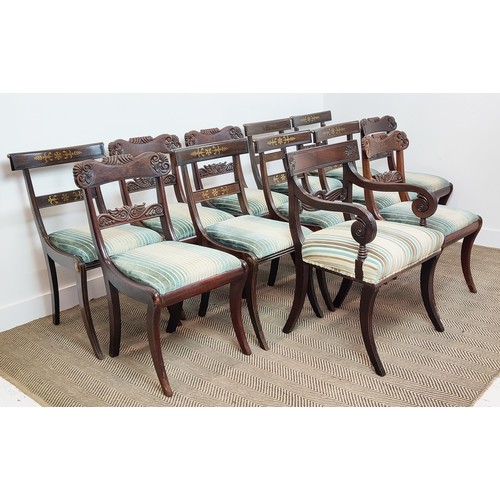 190 - DINING CHAIRS, a Harlequin set of twelve, 19th century and 19th century style including one armchair... 