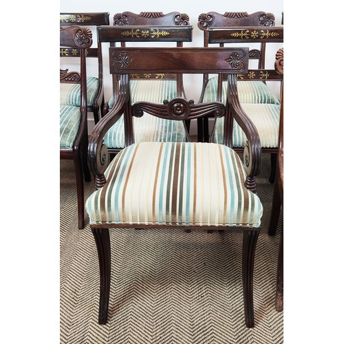 190 - DINING CHAIRS, a Harlequin set of twelve, 19th century and 19th century style including one armchair... 