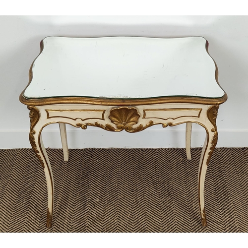 189 - OCCASIONAL TABLE, 19th century and later Italian with a shaped mirrored top on a cream and gilt pain... 