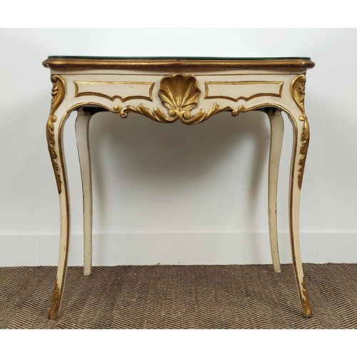 189 - OCCASIONAL TABLE, 19th century and later Italian with a shaped mirrored top on a cream and gilt pain... 