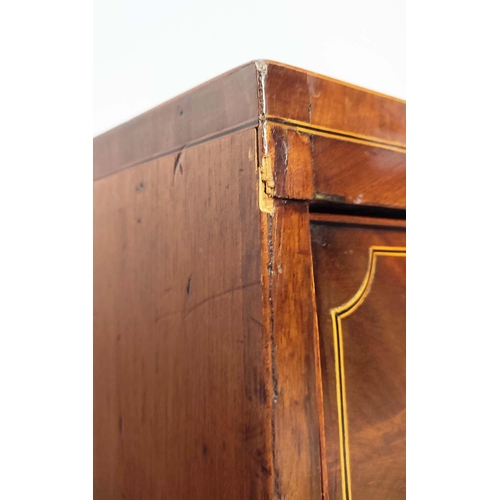 182 - BOWFRONT CHEST, Regency mahogany and line inlaid of four drawers, 90cm H x 90cm W x 52cm D.