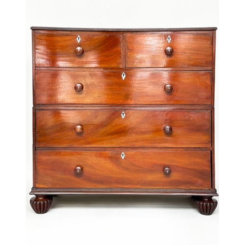 197 - COLONIAL HALL CHEST, mid 19th century teak and bone inlaid with two short above three long drawers i... 