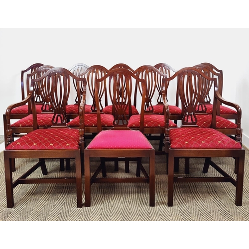 193 - DINING CHAIRS, a set of twelve by Mines of Downley, Georgian style mahogany including two armchairs ... 