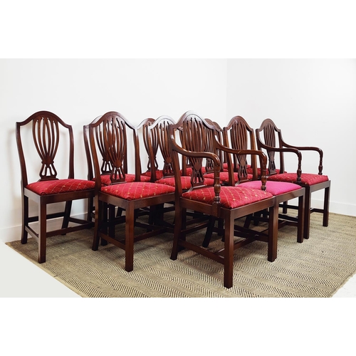 193 - DINING CHAIRS, a set of twelve by Mines of Downley, Georgian style mahogany including two armchairs ... 