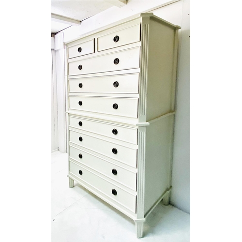 380 - CHEST ON CHEST, Gustavian style with two short over seven long drawers, 165cm x 98cm x 50cm.