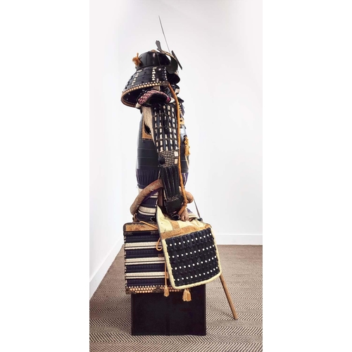 1 - SAMURAI WARRIOR ARMOUR, and helmet, replica displayed on trunk, 172cm H.