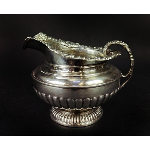 12 - SILVER THREE PIECE TEA SERVICE, George IV sterling silver, Dublin 1814 and 1825, comprising teapot, ... 