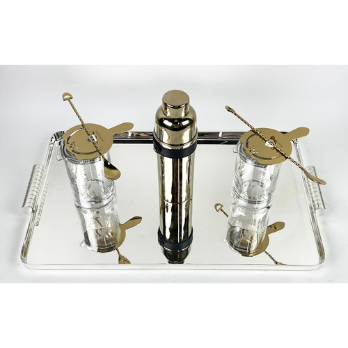 18 - RALPH LAUREN COCKTAIL SET, to include a Montgomery large tray, two Garrett mixing glasses and a Wyat... 