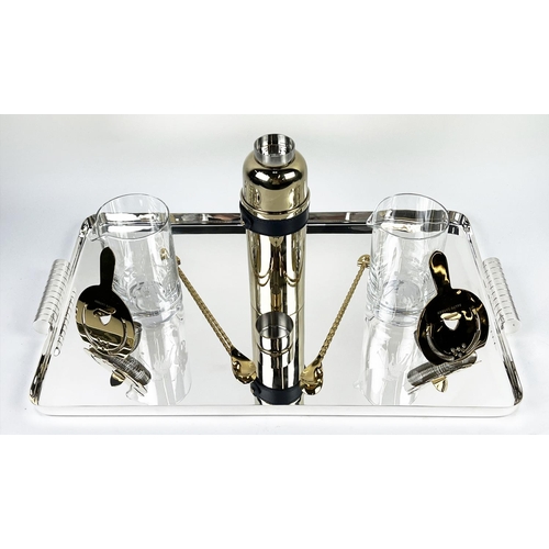 18 - RALPH LAUREN COCKTAIL SET, to include a Montgomery large tray, two Garrett mixing glasses and a Wyat... 