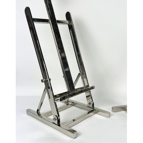 19 - EASELS, a pair, contemporary chrome, 105cm H. (2)