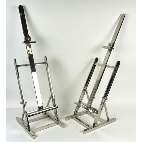 19 - EASELS, a pair, contemporary chrome, 105cm H. (2)