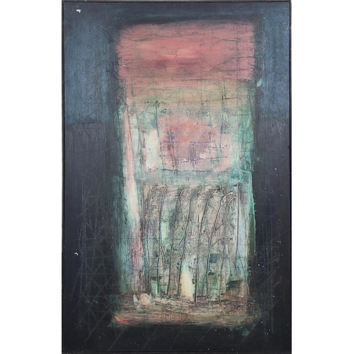 79 - STEVE MATTESON, 'Abstract', oil on board, 91cm x 60cm, signed verso, framed.