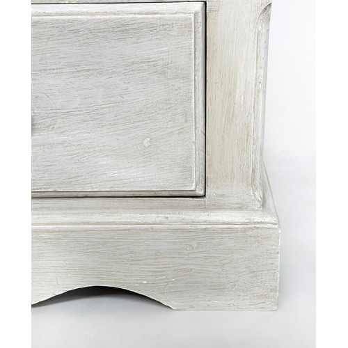 501 - ARMOIRE, French style traditionally grey painted with two panelled doors enclosing hanging above a f... 