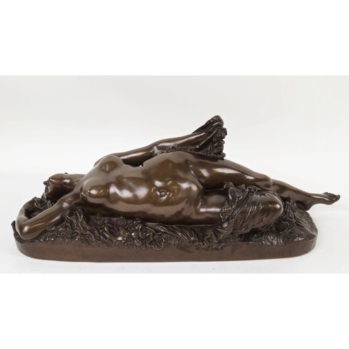 2 - AUGUSTE CLÉSINGER (1814-1883), late 19th century bronze woman with snake, signed A. J. Clésinger ins... 