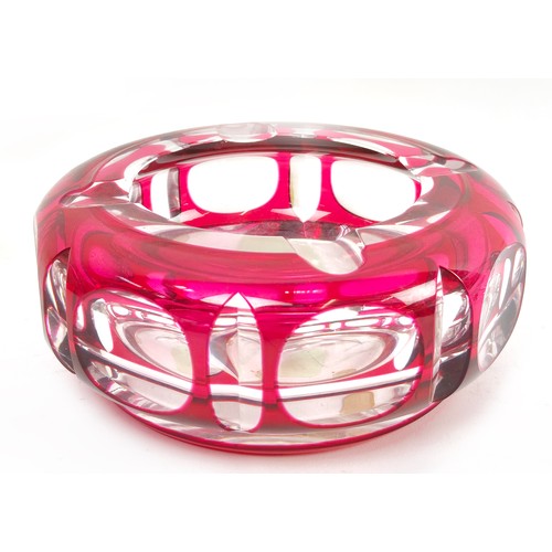 29 - VAL SAINT LAMBERT RED GLASS ASHTRAY, by Charles Graffart, plus a Holme guard glass bowl, 31cm diam. ... 