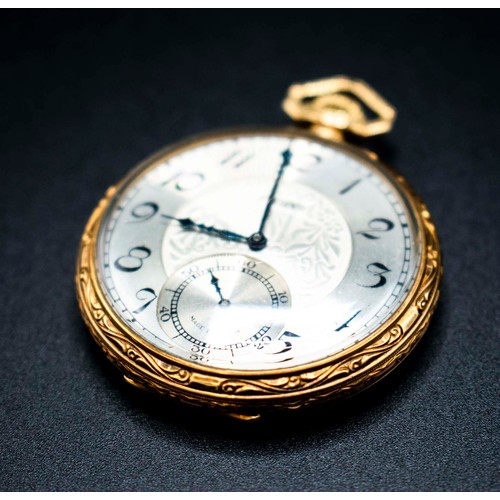 23 - GOLD ELGIN POCKET WATCH, 14ct with engraved initials.